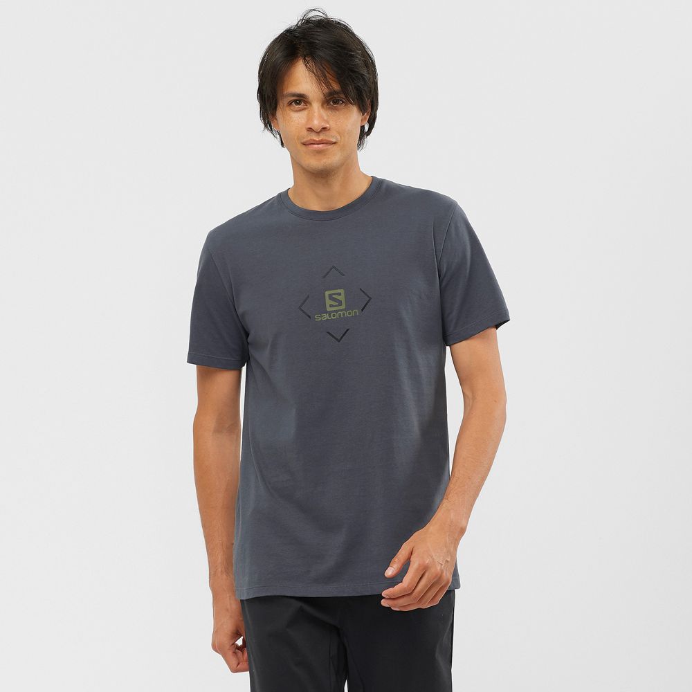 Salomon Singapore Mens T-shirts - SALOMON COTTON M Grey | 49128-KXNV